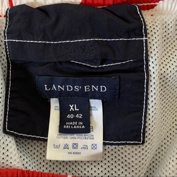 Landsend Navy Swim Trunk Red Hawaiian Floral XL - Picture 5 of 5